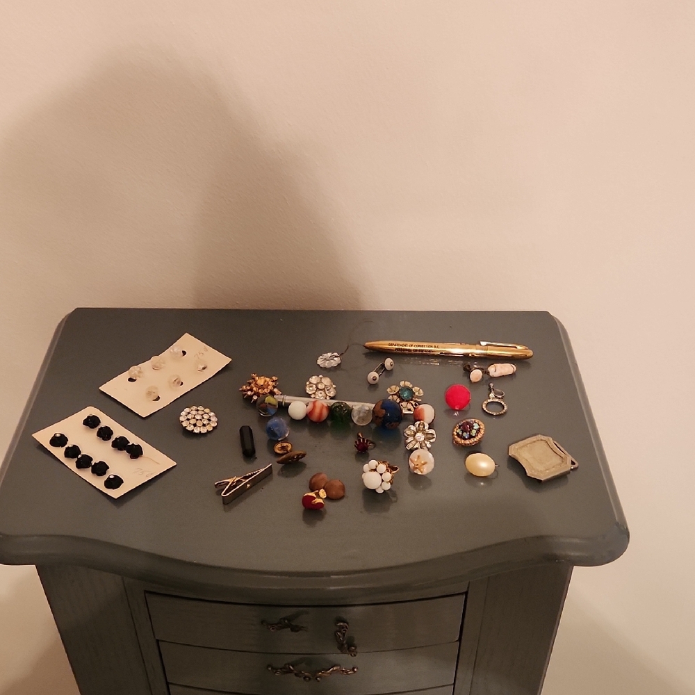 Assorted Vintage Jewelry Collection, Marbles And Buttons